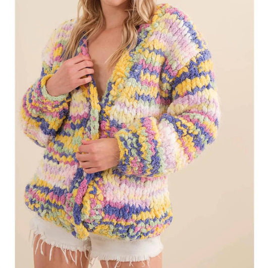 Blue B - Mixed Yarn Cardigan