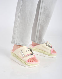 4Ccccees - Women's Mellow Laze Sandals With Shearling Footbed