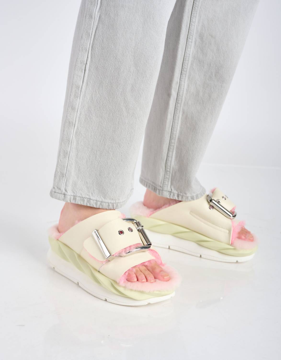 4Ccccees - Women's Mellow Laze Sandals With Shearling Footbed
