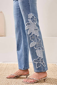 Tribal - Sophia Curvy Flare Jeans With Denim Applique