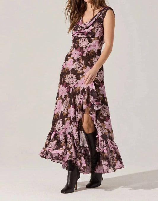 Astr - Cecilia Floral Cowl Neck Maxi Dress