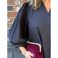 Entro - Kiley V-neck Puff Sleeve Mini Dress