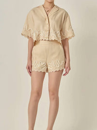 English Factory - Wavy Embroidered Crop Shirt