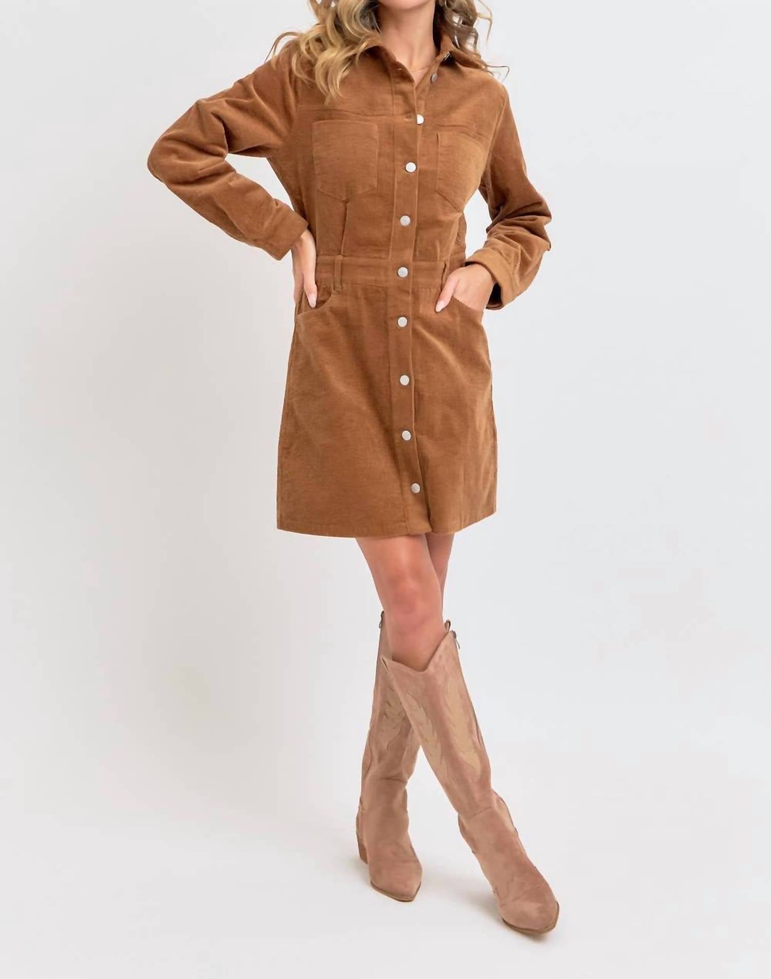 Sweet Lovely By Jen - Corduroy Mini Dress