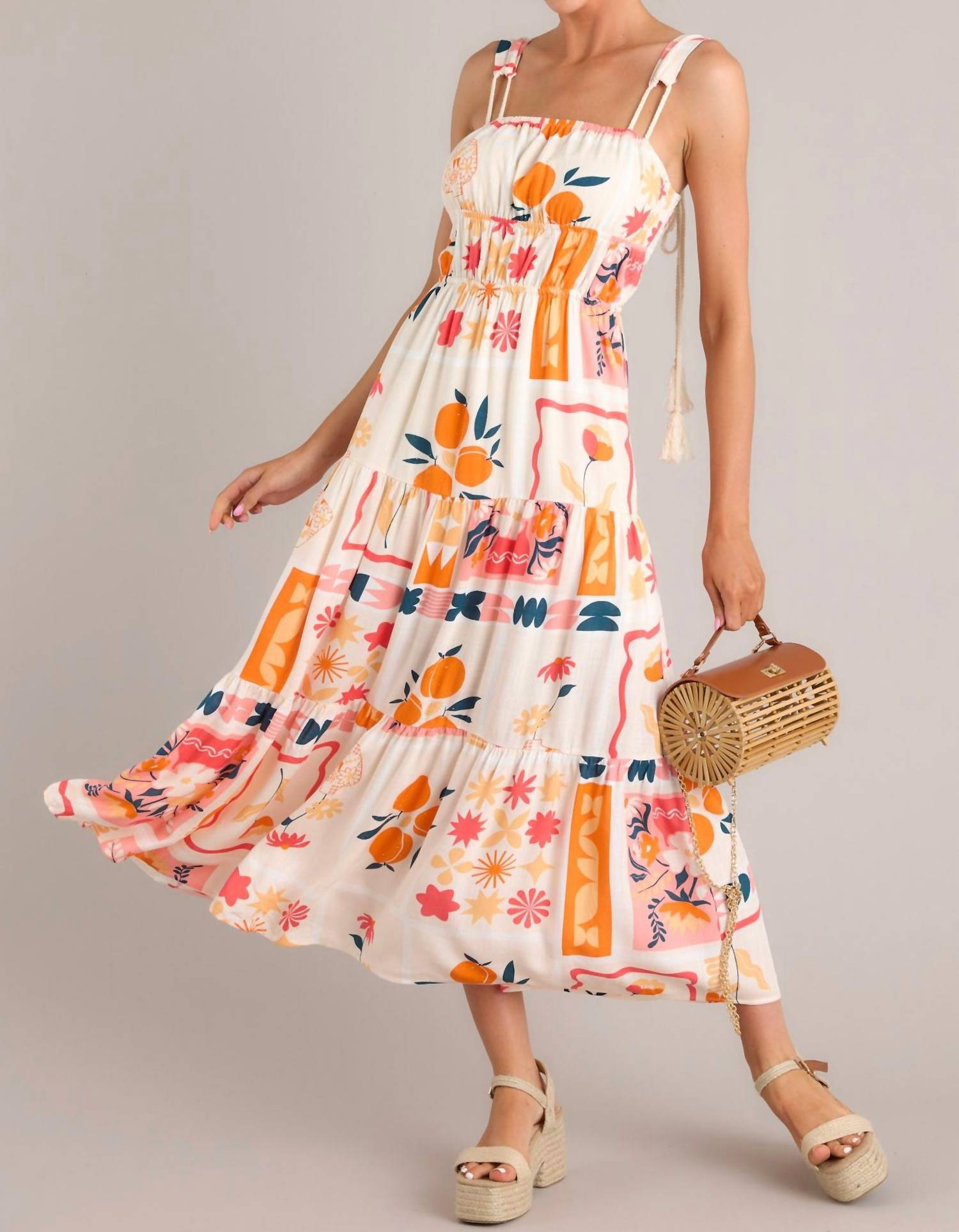 Illa Illa Printed Maxi Dress in apricot - women's dress - alternate view