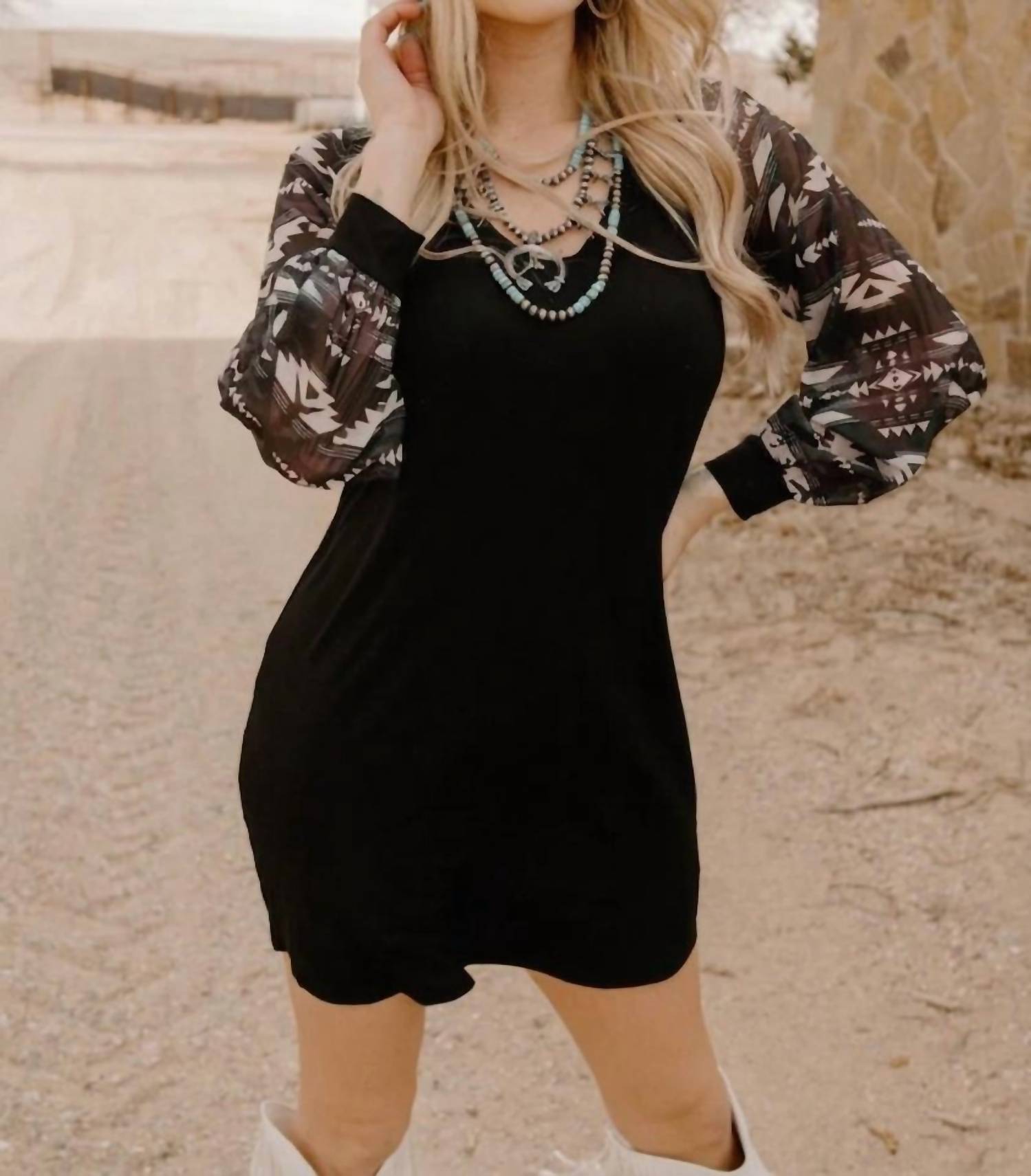 Sterling Kreek Western Night Dress in black - women's dress