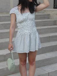Le Lis - Short Sleeve Square Neck Ruched Mini Dress