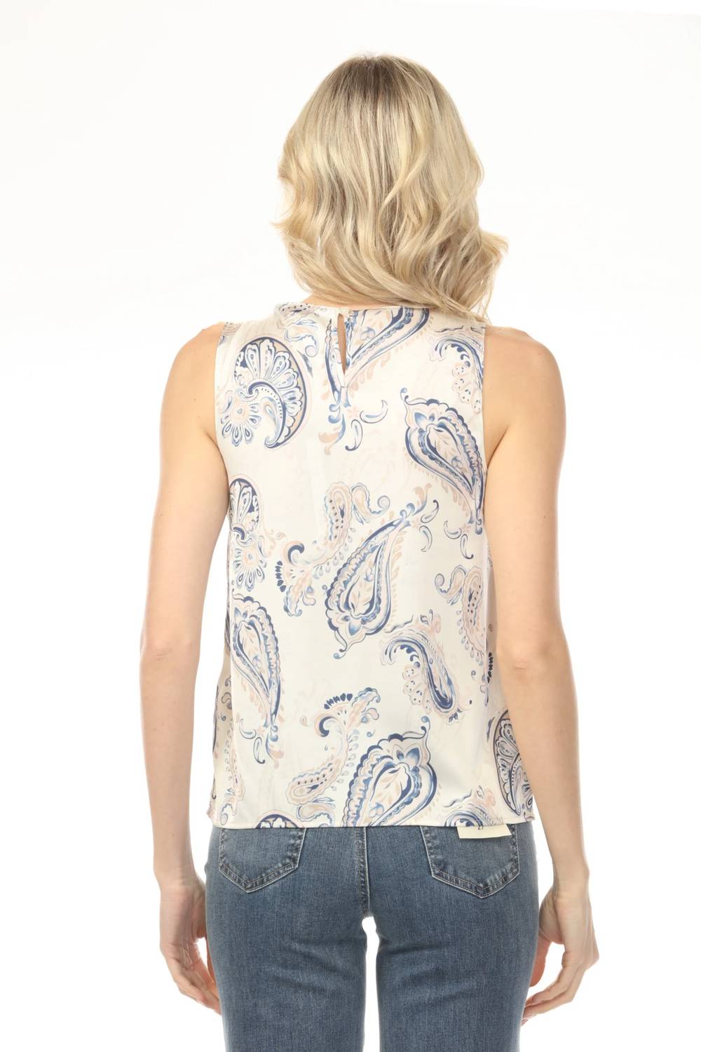 Charlie B - Printed Satin Keyhole Back Tank Top
