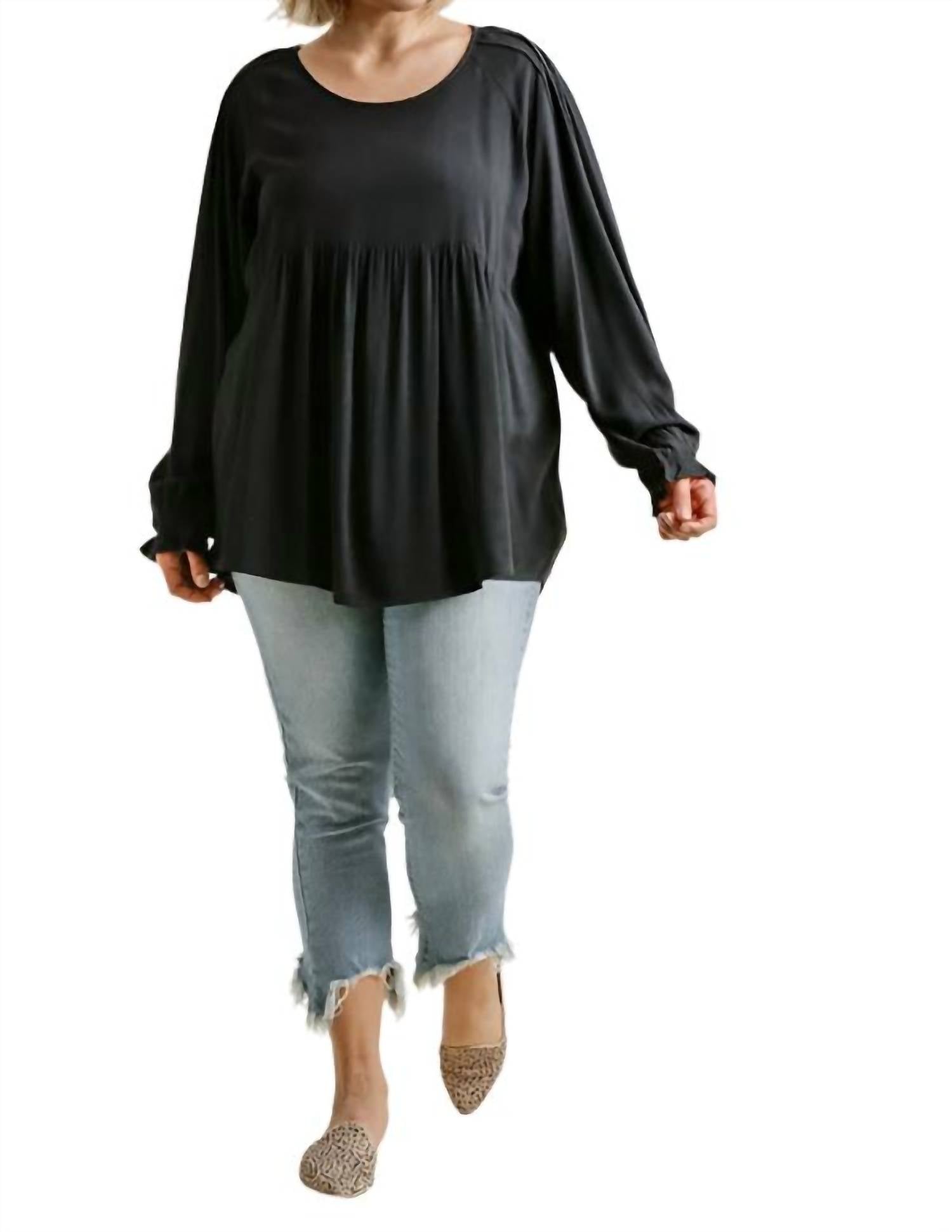 Umgee - Pleated Detail Babydoll Top