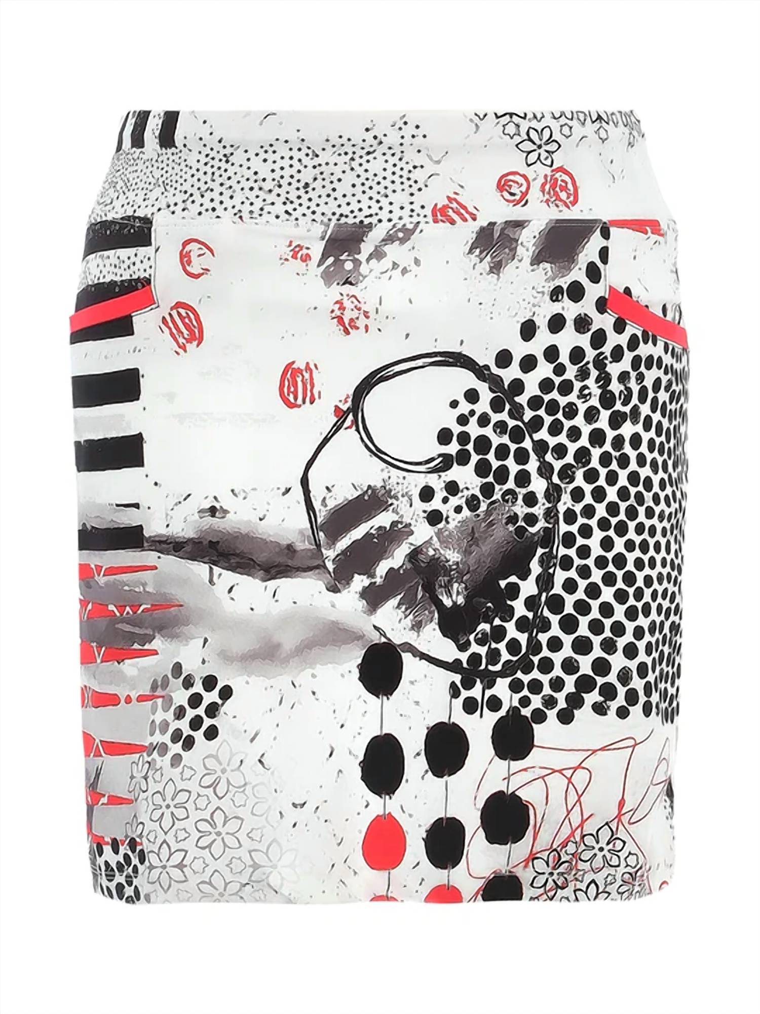 DOLCEZZA Women's Knit Skort in red black white - women's shorts