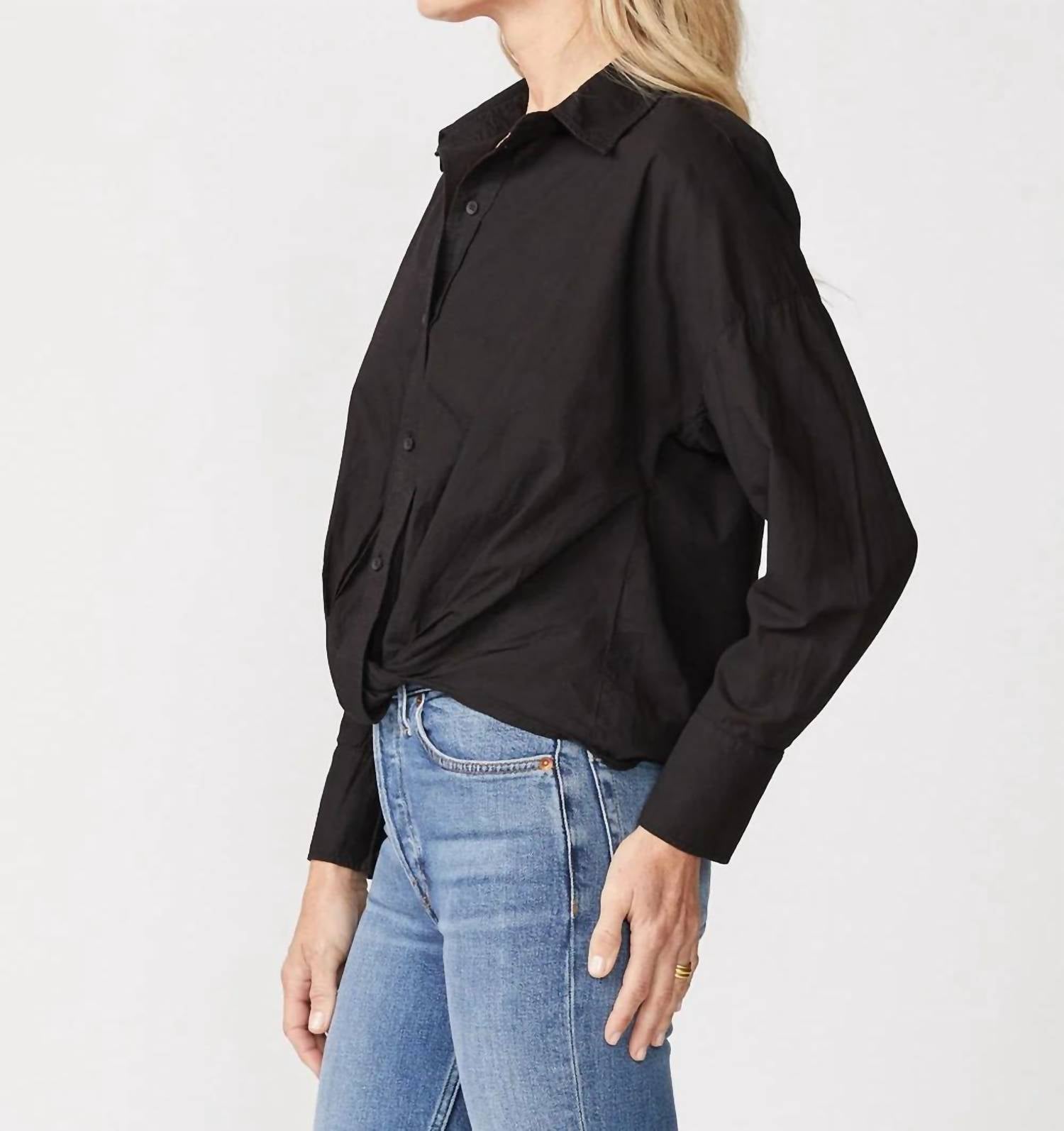 Stateside - Poplin Long Sleeve Front Twist Shirt