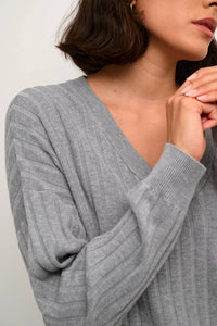Kaffe - Kalola V-neck Striped Loose Fit Pullover