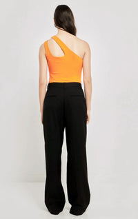 Endless Rose - One Shoulder Cut-out Detail Knit Bodysuit