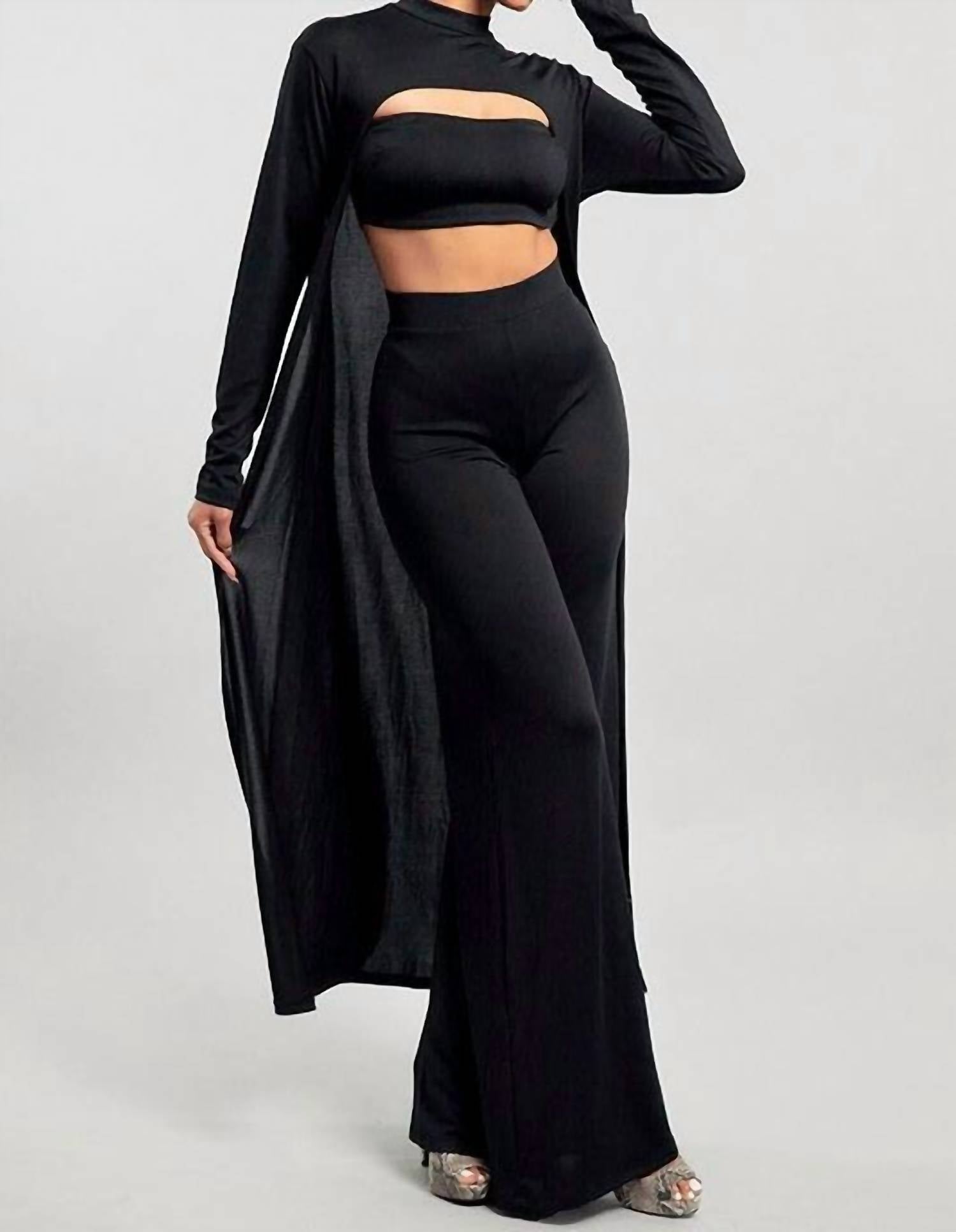 Celebrity Pink - Long Sleeve Cape Top with Bra and Pants Set