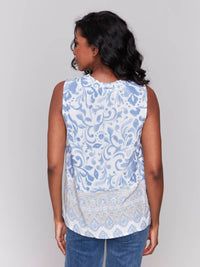 Charlie B - Lightweight Sleeveless Blouse With Ruffle Collar
