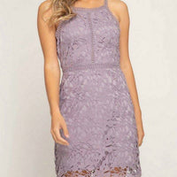 She + Sky - Sleeveless Lace Bodycon Dress