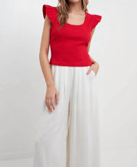 2.7 August Apparel - U-neckline Ribbed Knit Top
