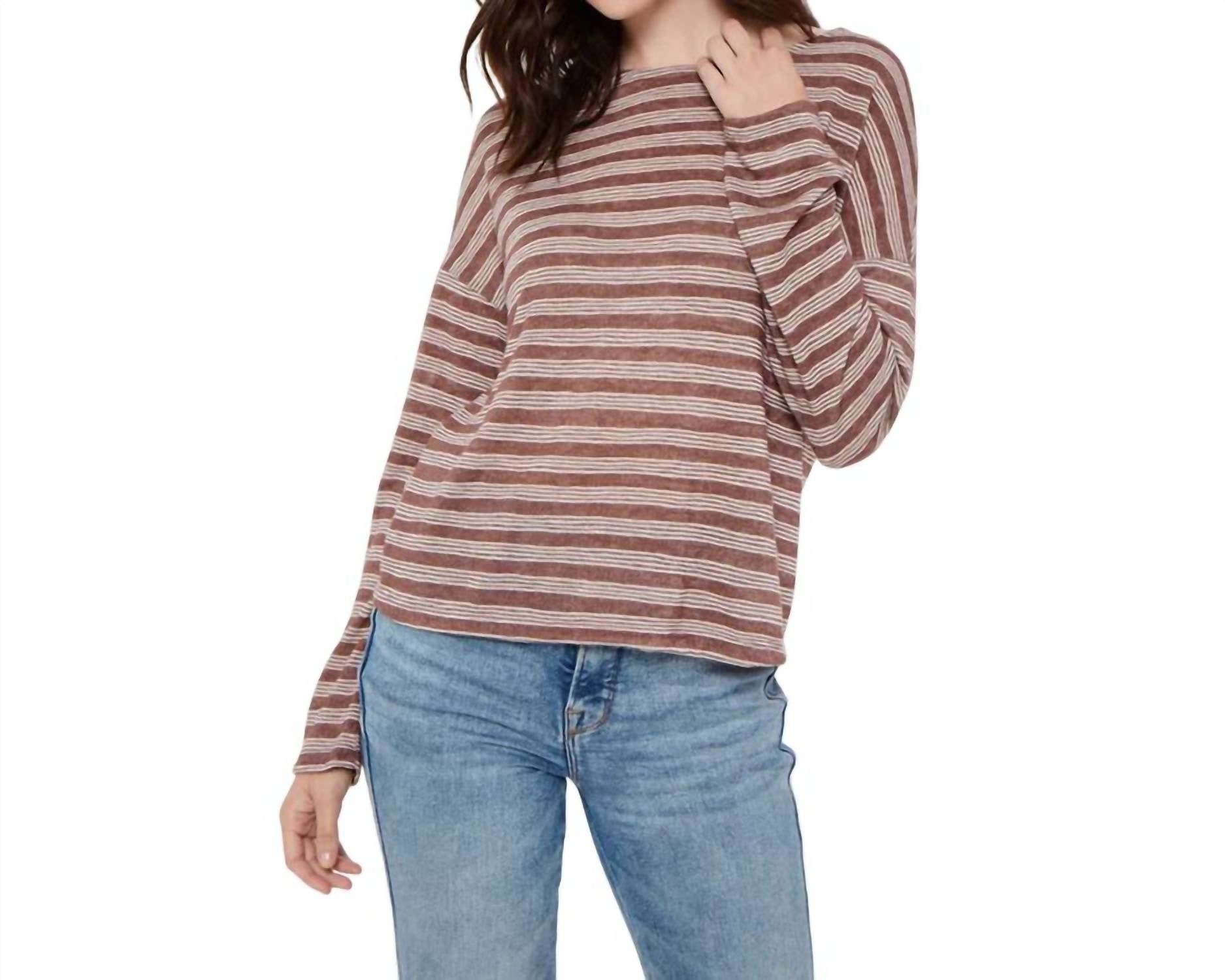 PROJECT SOCIAL T Easy Sorta Boatneck Sweater in black tea sand - women's sweater