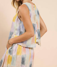 Sadie & Sage - Petrichor Sleeveless Top With Back Button Placket