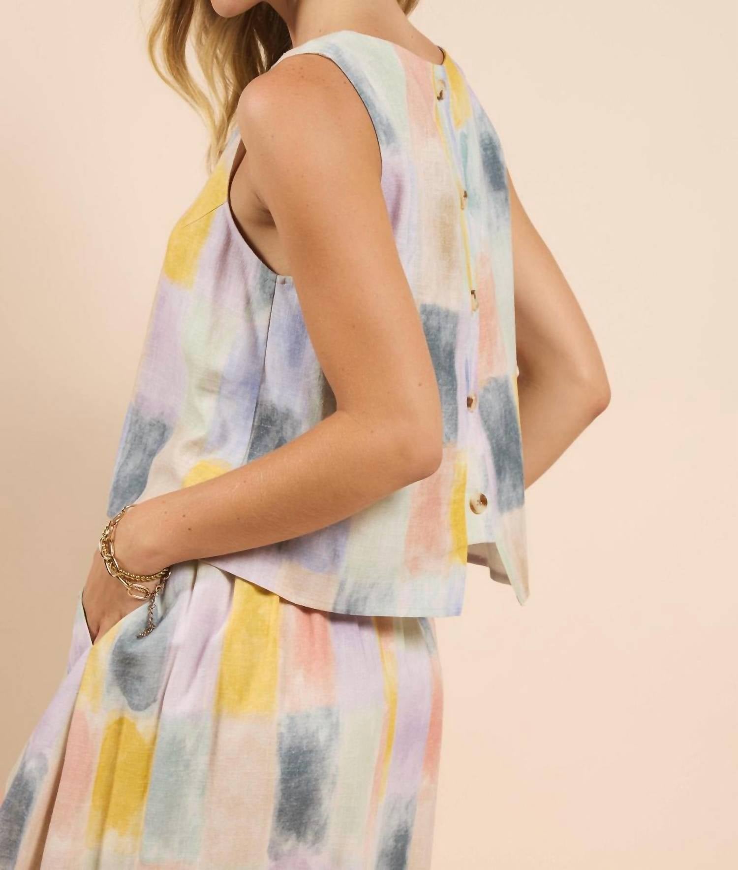 Sadie & Sage - Petrichor Sleeveless Top With Back Button Placket