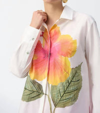Joseph Ribkoff - Embroidered Flower Cotton Shirt