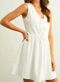 Mint Exclusives - Omi Tie Front Cotton Mini Dress