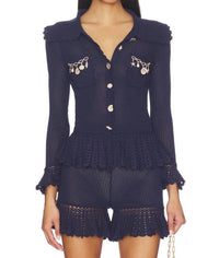 Self-Portrait - Shell embellished cardigan