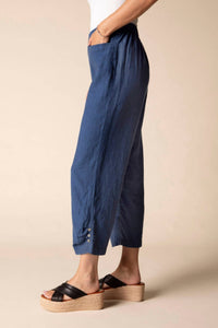 Habitat - Linen Solid Pleat Button Capri Pant
