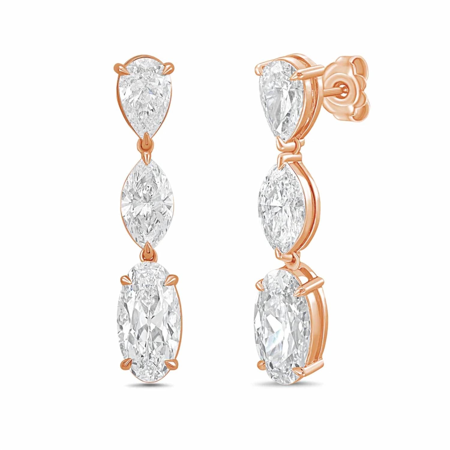 Diana M Jewels - Women's Pear Lab-Grown Diamond Stud Earrings (13.00 Ct TCW) - Signature
