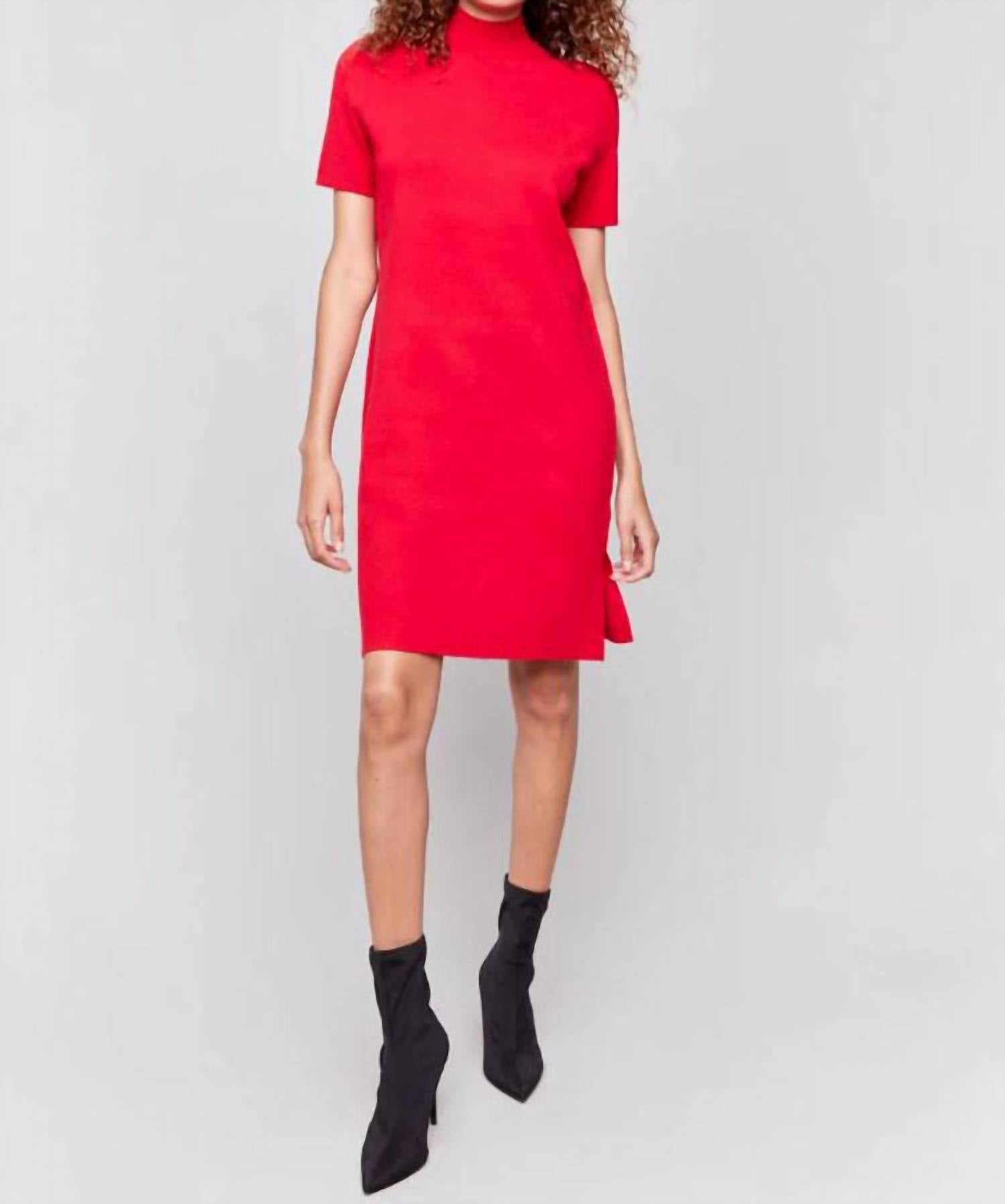 Women's Mock Neck Sweater Dress | Cranberry