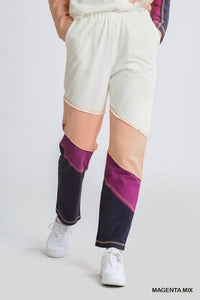 Umgee - French Terry Colorblock Stitch Detail Pants