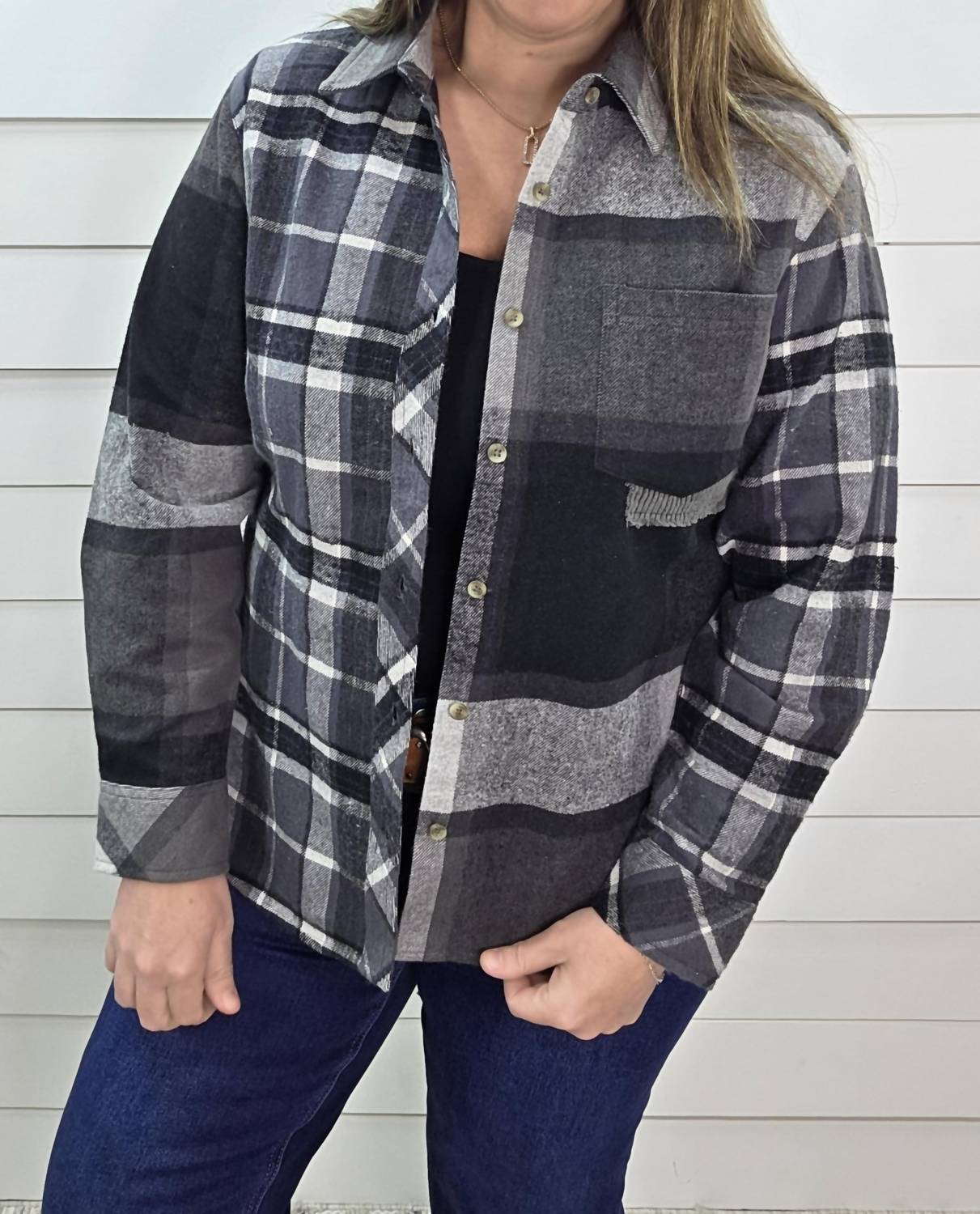 Keren Hart - Plaid Contrast Flannel Shirt