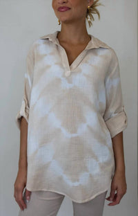 Pure Amici - Women's Polo Collar Tunic Top
