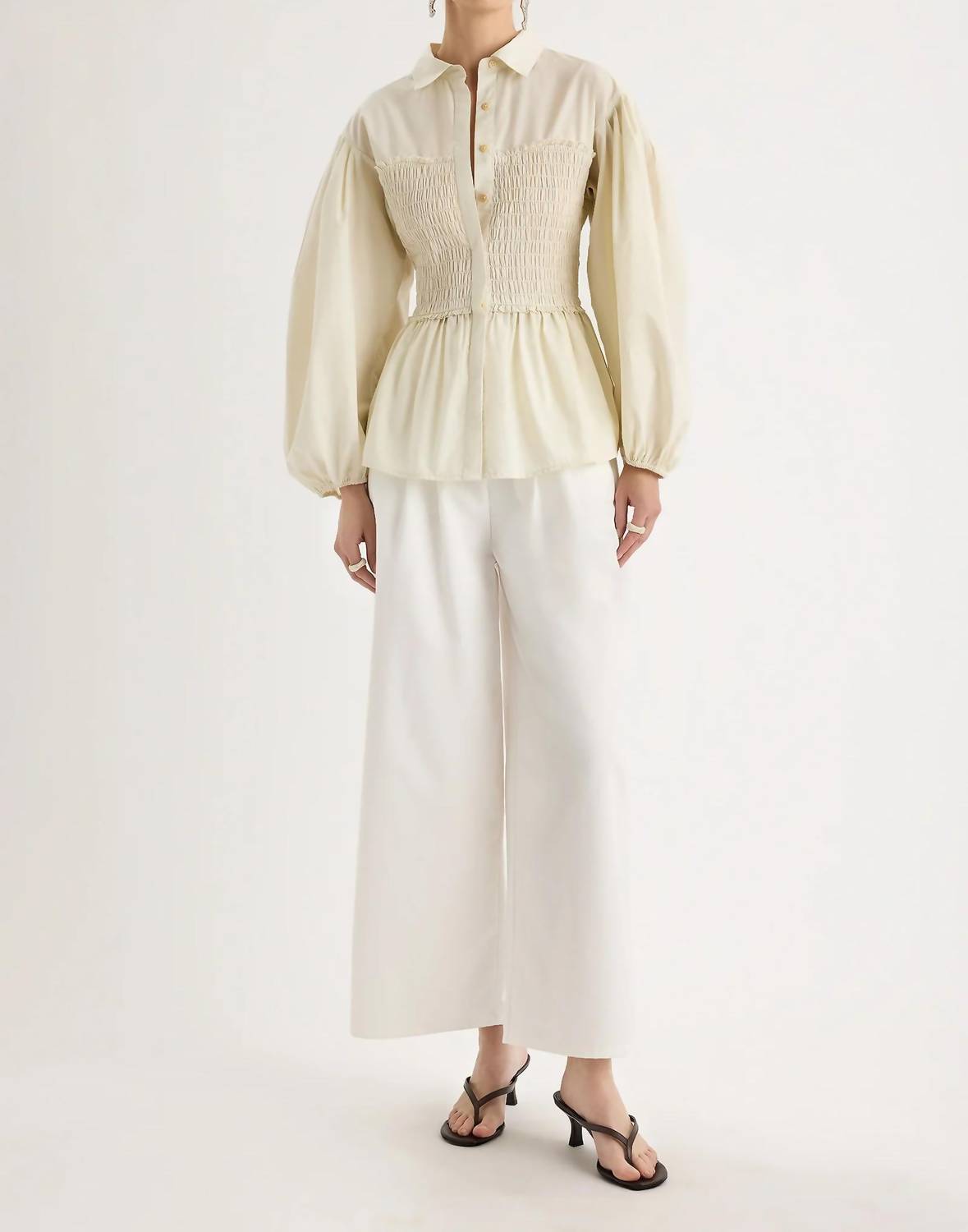 Merlette - Sabina Smocked Puff Sleeves Top