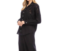 Karen Kane - Long Sleeve Cutout Embroidery Shirt
