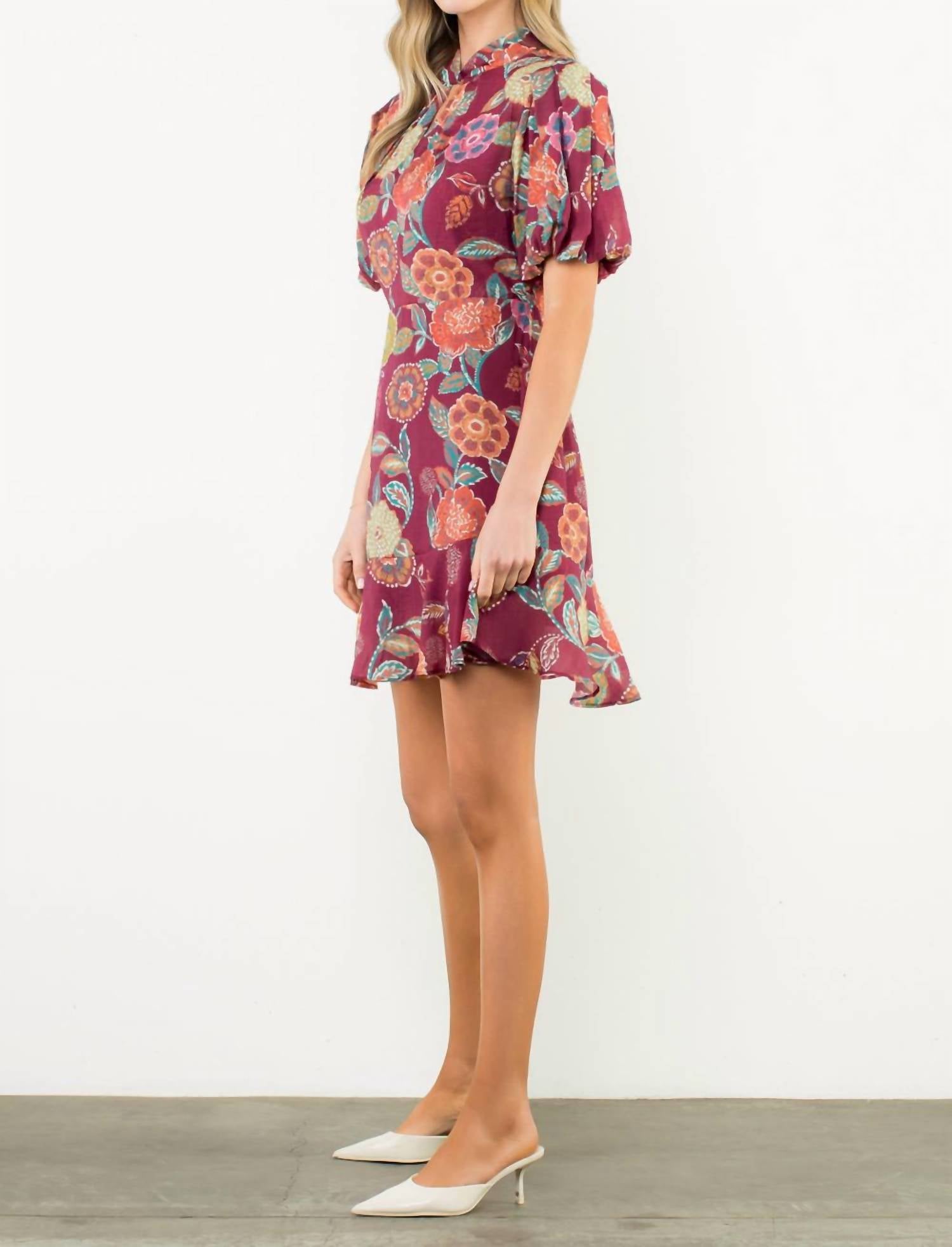 Thml - Puff Sleeve Floral Mini Dress