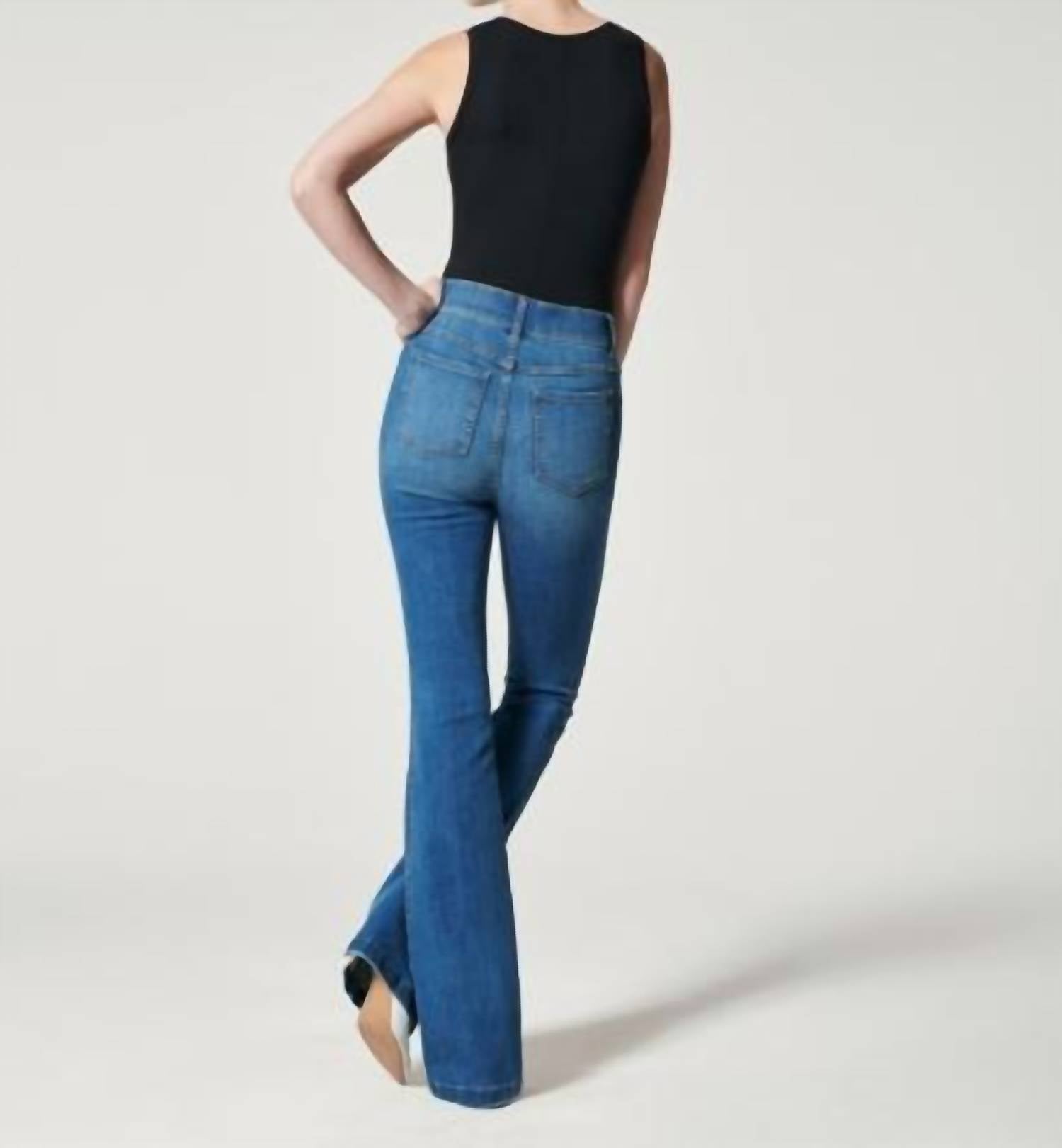 Spanx High-rise Flare Jeans in vintage indigo - women's jeans - detail view
