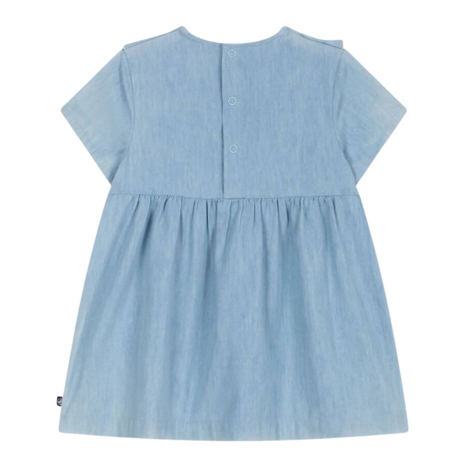 Petit Bateau - Baby Girls Chambray Dress With Ruffles
