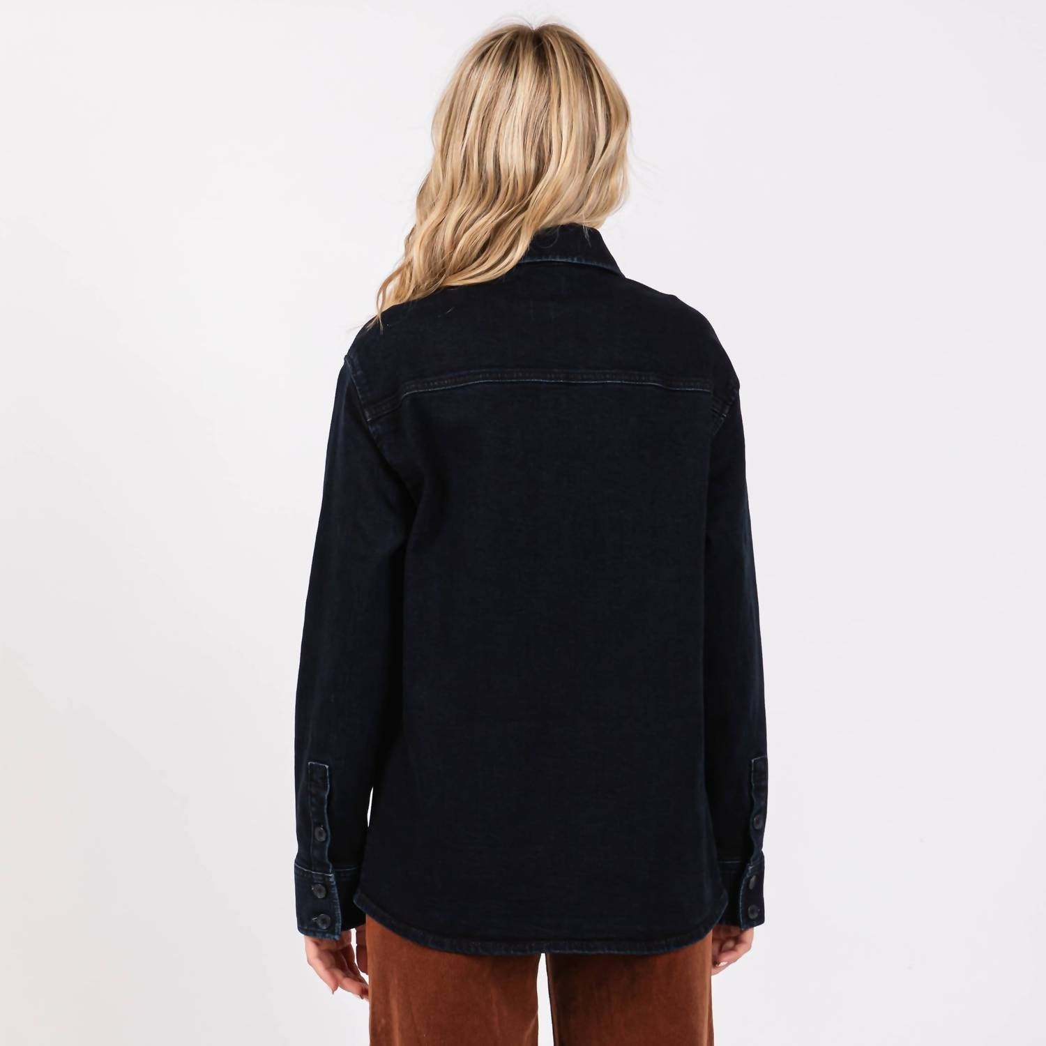 Letter to Juliet Oversized Denim Jacket in indigo - women's jacket - detail view