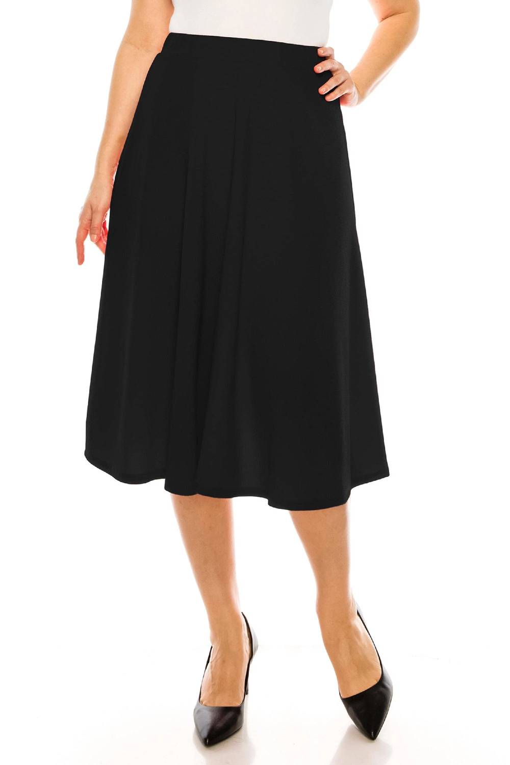 Moa Collection - Women's Casual Flared Midi Skirt - Plus
