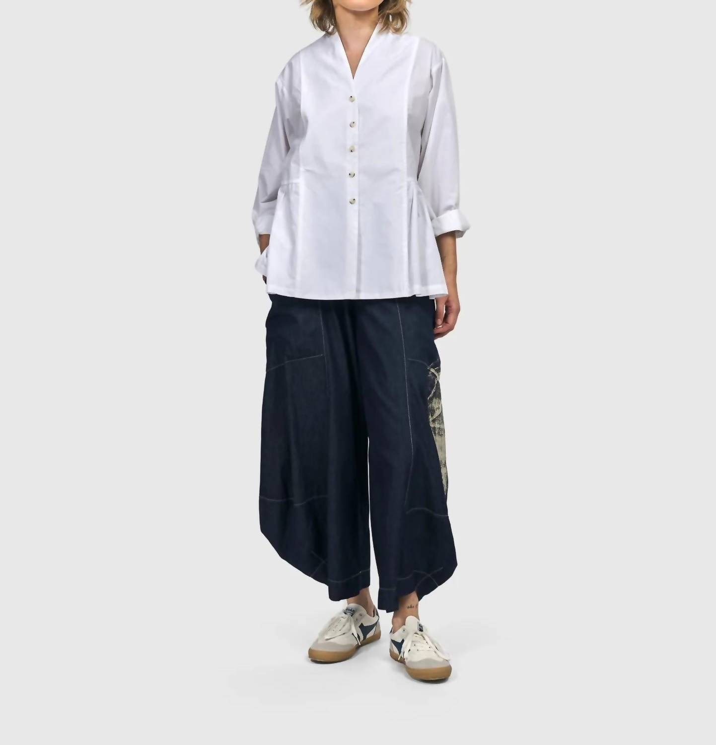 ALEMBIKA Addison Peplum Blouse in white - women's blouse