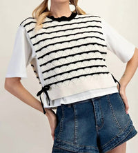Ee:Some - Layered Striped Sweater Top