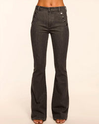 Ramy Brook Helena High-Rise Flare Jean in grey wash - women's jeans