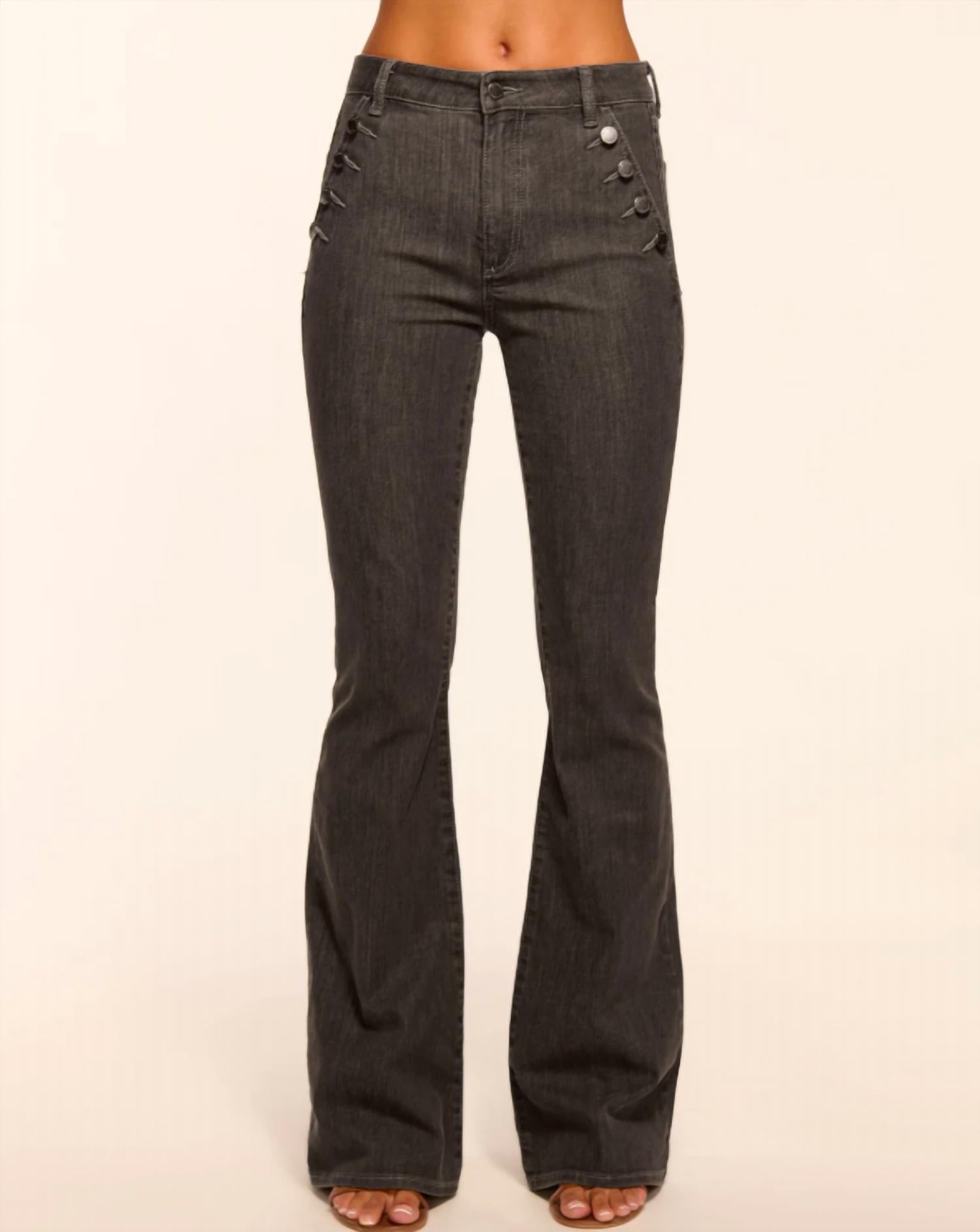 Ramy Brook Helena High-Rise Flare Jean in grey wash - women's jeans