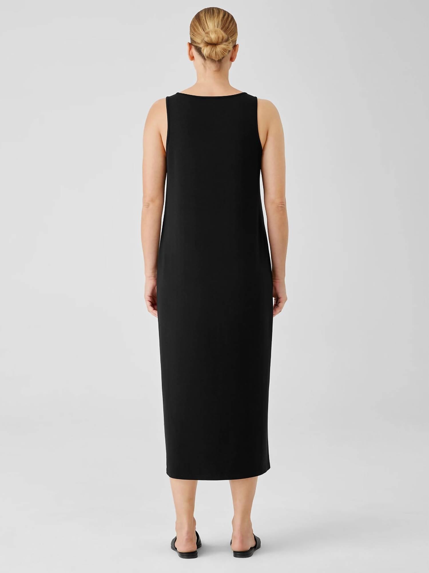 Eileen Fisher Stretch Jersey Sleeveless Midi Tank Dress in black - women's dress - alternate view