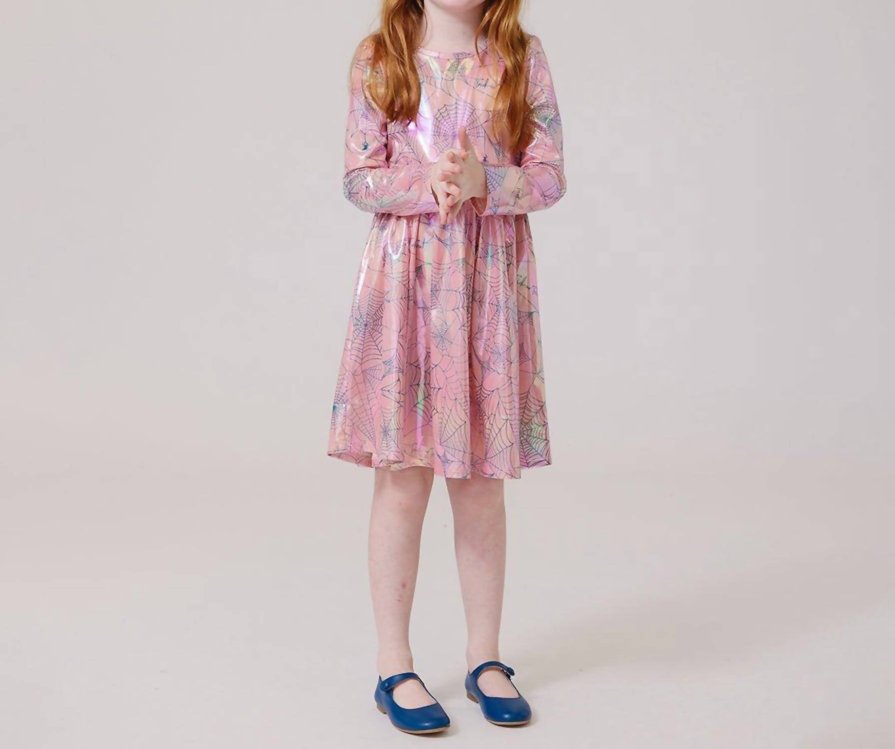 PINK CHICKEN Lame Steph Dress in pink spider web - kids' dress
