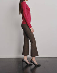 Avenue Montaigne Leo Flare Cut Pants in glen check - women's pants - detail view