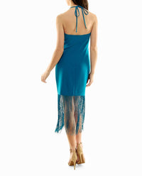 Nicole Miller - Sylvie Stretch Crepe Fringed Sheath Dress