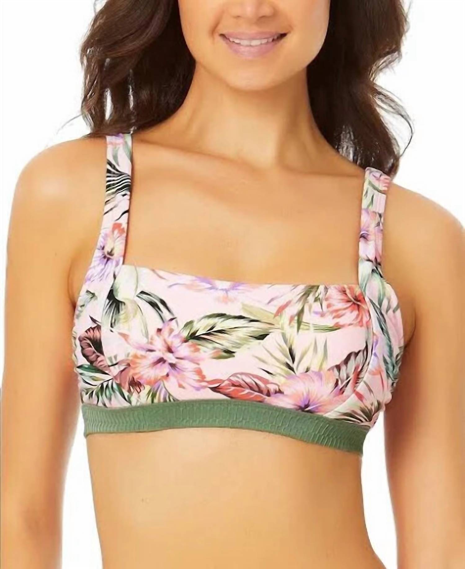 California Waves - Juniors Contrast-band Bralette Bikini Top