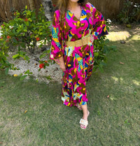 Karlie Boho Bloom Kaftan Maxi Dress in multi - women's dress - detail view